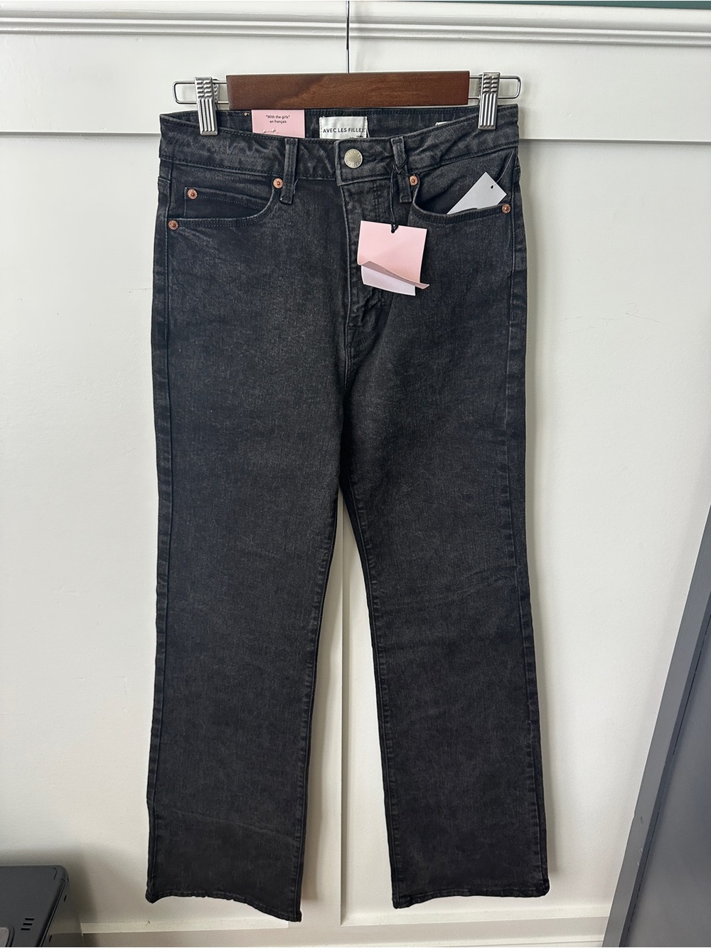 Avec Les Filles Straight-Leg Jeans in Washed Black